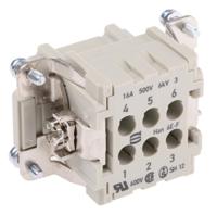 09330062702 Han E Series size 16 A Connector Insert, Female, 6 Way, 16A, 500 V