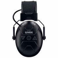 2640001 uvex aXess one 3.5 mm Jack Plug Speak & Listen Ear Defender with Headband, 31dB, Black, Grey, Noise Cancelling
