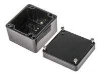 144-4450 RS PRO Black Glass Fibre Reinforced Polyester Junction Box, IP66, ATEX, IECEx, 80 x 75 x 55mm