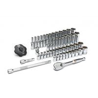 80300 GearWrench 51-Piece Imperial, Metric 1/4 in Deep Socket/Standard Socket Set with Ratchet, 6 point