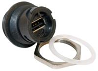 17-200161 CONEC Straight, Panel Mount, Socket to Socket- Single Port Type A 2.0 IP67 USB Adaptor