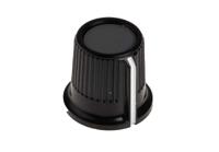 259-6957 RS PRO 16.2mm Black, Grey Potentiometer Knob for 6.35mm Shaft Splined
