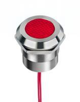 253-8515 RS PRO Red Panel Mount Indicator, 12 → 24V ac/dc, 25mm Mounting Hole Size, Lead Wires Termination, IP67, IP69K