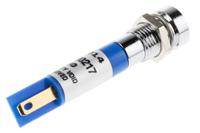 212-014 RS PRO Blue Panel Mount Indicator, 24V dc, 8mm Mounting Hole Size, Solder Tab Termination, IP67