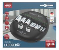 1001-0004-uk Ansmann Energy 16 Plus Battery Charger For NiCd, NiMH 9V, AA, AAA, C, D with EU, UK plug