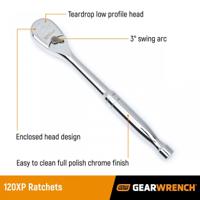 81211p GearWrench 3/8 in Ratchet with Ratchet Handle, 8.38 in Overall