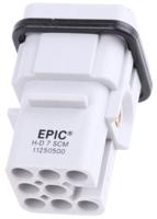 11250500 EPIC Heavy Duty Power Connector Insert, 10A, Male, H-D Series, 7 Contacts
