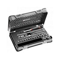 j161-3p6 Facom 20-Piece Metric 3/8 in Standard Socket Set with Ratchet, 6 point