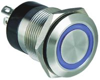 mpi00228bl12 Bulgin MPI002 Series Illuminated Push Button Switch, Momentary, Panel Mount, 19.2mm Cutout, SPST, Blue LED, 24V dc, IP66