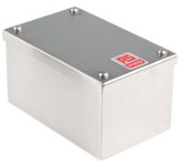 121-9694 RS PRO 304 Stainless Steel Satin Rectangular Adaptable Enclosure Box, 100mm x 160mm x 85mm