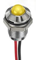 132-9105 RS PRO Yellow Panel Mount Indicator, 12V dc, 8mm Mounting Hole Size, Lead Wires Termination, IP67