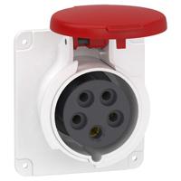 pkf16g435 Schneider Electric, Mureva IP44 Grey Panel Mount 3P + N + E Industrial Power Socket, Rated At 16A, 415 V,With Phase
