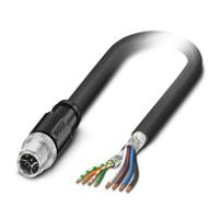 1276289 Phoenix ContactNBC, 5m Cat5, Black M12 to Male Free Ends, Shielded Shielded, Unterminated Polyurethane Sheath