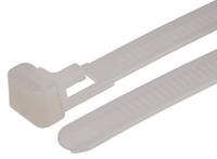 811-1612 RS PRO Cable Tie, Releasable, 150mm x 7.6 mm, Natural Nylon, Pk-100