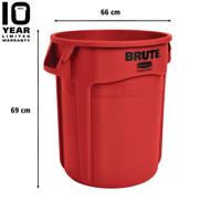 fg263200red Rubbermaid Commercial Products BRUTE 121L Red Snap-On Polyethylene Waste Bin