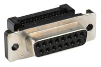 1658612-3 TE Connectivity Amplimite HDF-20 15 Way Right Angle Cable Mount D-sub Connector Socket, 2.76mm Pitch