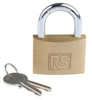 781-6007 RS PRO Key Brass Padlock, 7mm Shackle, 50mm Body