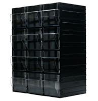 280-6418 RS PRO 12 Drawer Storage Unit, Polystyrene, 450mm x 338mm x 225mm, Black, Transparent