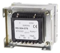504-076 RS PRO 150VA 2 Output Chassis Mounting Transformer, 9V ac, IEC 61558-2-6