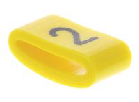 901-10480 HellermannTyton Ovalgrip Slide On Cable Markers, Black on Yellow, Pre-printed "2", 2.5 → 6mm Cable,