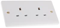 775-8071 RS PRO White 2 Gang Plug Socket, 0 Poles, 13A, Type G - British, Indoor Use