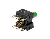 a165l-jgm-24d-2 Omron A16 Series Illuminated Push Button, Momentary, Panel Mount, 16mm Cutout, DPDT, Green LED, 250V, IP65
