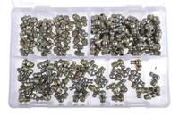 195-4071 RS PRO Grease Nipple Kit Contains H1 Straight 8x1 mm (x50); H2-45 8x1 mm (x50); H3-90 8x1 mm (x50); Box