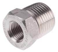 826-7087 RS PRO Stainless Steel Pipe Fitting, Straight Hexagon Bush, Male R 1/2in x Female Rc 1/4in