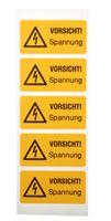 essw41052 Idento Yellow PVC Safety Labels, VORSICHT! Spannung-Text