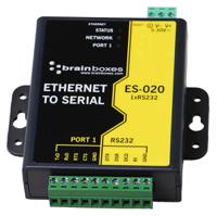 es-020 Brainboxes Serial Device Server, 1 Ethernet Port, 1 Serial Port, RS232 Interface, 1Mbit/s Baud Rate