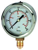 235-1288 RS PRO BSP 1/4 Analogue Pressure Gauge 15psi Bottom Entry 63mm Outside Diameter