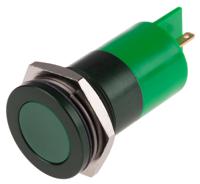 898-7716 RS PRO Green Panel Mount Indicator, 24V ac/dc, 22mm Mounting Hole Size, Faston, Solder Lug Termination, IP67