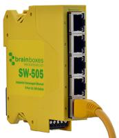 sw-505 Brainboxes DIN Rail Mount Industrial Ethernet Switch, 5 RJ45 Ports