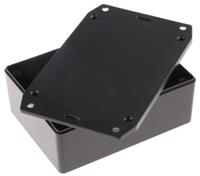 1591xxssflbk Hammond 1591 Series Black ABS Enclosure, IP54, Flanged, Black Lid, 109 x 81 x 41mm