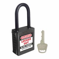 603-267 RS PRO Black 1-Lock ABS, Nylon Safety Padlocks, 6mm Shackle, 42mm Attachment