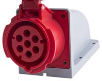 5171657-7 Scame, Optima IP67 Red Wall Mount 6P + E Right Angle Industrial Power Socket, Rated At 16A, 415 V
