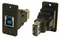 218-8303 RS PRO Straight, Panel Mount, Socket to Socket- Dual Port Type B to A 3.0 USB Connector