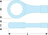 51b44 Facom 51B Series Ring Spanner, 44mm, Metric, 240 mm Overall