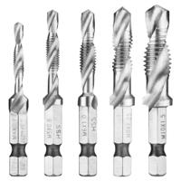 227hj5pb Facom 5-Piece Twist Drill Bit Set for Multi-Material, 6.35mm Max, 6.35mm Min