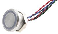 pbarzaf0000c3a APEM Illuminated Piezo Switch, Momentary, Pulse, SPST, IP68, Wire Lead, 200 mA@ 24 V dc, -40 → +75°C
