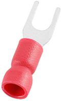 125-1957 RS PRO Insulated Crimp Spade Connector, 0.5mm² to 1.5mm², 22AWG to 16AWG, M3.7 (#6) Stud Size Vinyl, Red