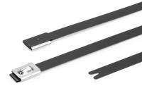 111-00295-mbt14hfc-spss316-bk HellermannTyton Cable Tie, Roller Ball, 362mm x 7.9 mm, Black Polyester Coated Stainless Steel, Pk-50