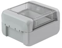 96021115-b-080805-pc-v0-g-7035 Bopla Bocube Series Light Grey Polycarbonate V0 Enclosure, IP66, IP68, IK07, Transparent Lid, 89 x 80 x 47mm