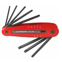 89ajm8 Facom 8-Piece Torx Key Set, Folding Shape, Short Arm