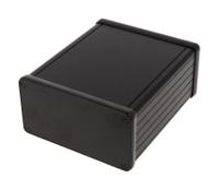 1455n1202bk Hammond 1455 Series Black Aluminium Enclosure, IP54, Black Lid, 120 x 103 x 53mm