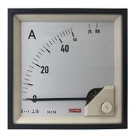 186-2463 RS PRO Analogue Panel Ammeter 10 (Input) A, 100 (Scle) A, 50/5 (CT) A AC, 92mm x 92mm, 1 % Moving Iron