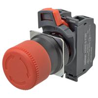 a22ne-s-p202-n Omron A22NE-P Series Twist Release Emergency Stop Push Button, Panel Mount, 22mm Cutout, 2NC, IP65