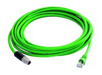 l80104a0000 Telegartner, 7.5m Cat6a, Green M12 to Male RJ45 Male Shielded, Terminated PUR Sheath