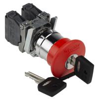 xb4bs9445 Schneider Electric Harmony, Red, Key Reset 40mm Mushroom Head Emergency Button