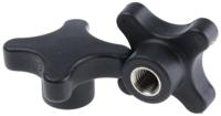 702-7752 RS PRO Black 4-Arm Clamping Knob, M12, Threaded Hole